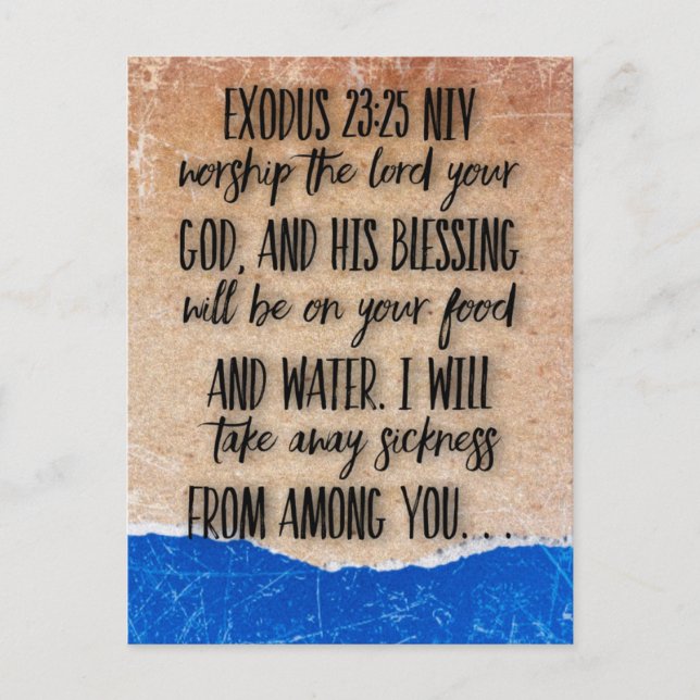 Bible Verse Exodus 23:25 Postcard (Front)
