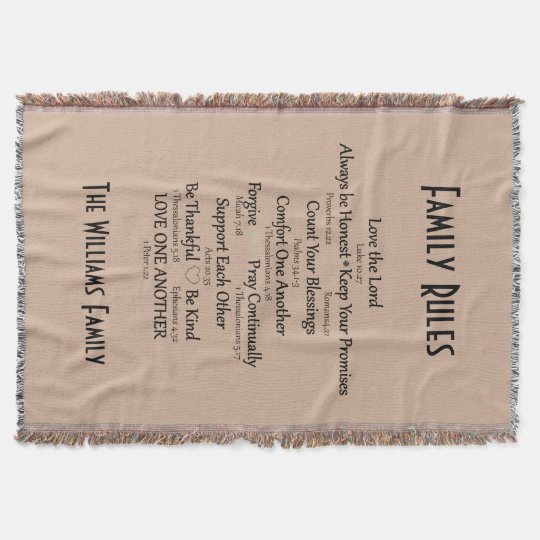 Bible Verse Family Rules Personalised Throw Blanket Zazzle Co Uk