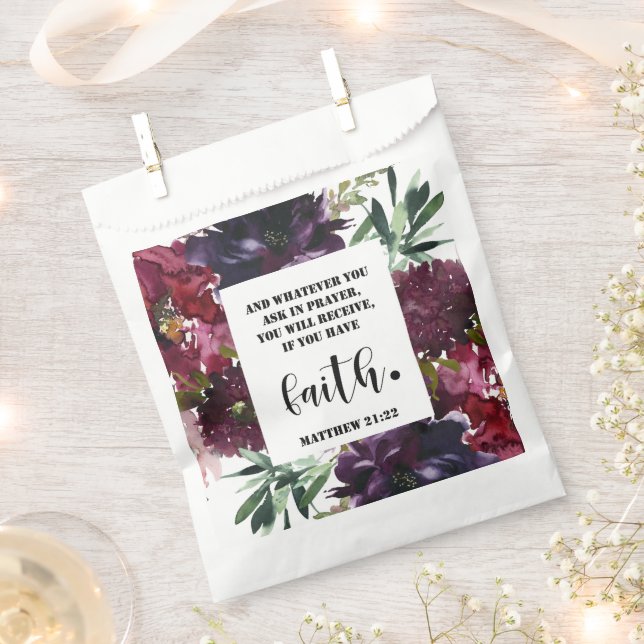 Bible Verse Floral Gift  Favour Bag (Clipped)