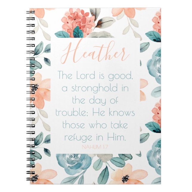 Bible Verse Floral Pink Notebook (Front)