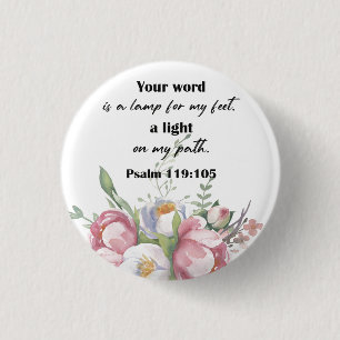 Bible Verse Floral Psalm 3 Cm Round Badge