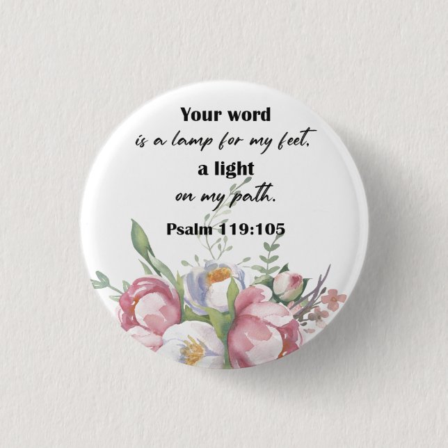 Bible Verse Floral Psalm  3 Cm Round Badge (Front)