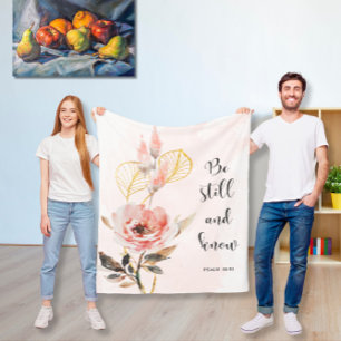 Bible verse floral Psalm 46  medium fleece blanket