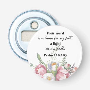 Bible Verse Floral Psalm Round Bottle Opener