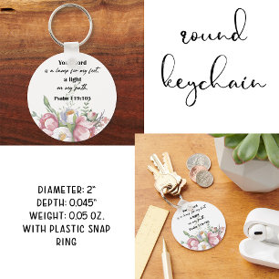 Bible Verse Floral Psalm Round Keychain