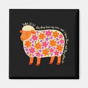 Bible Verse Floral Sheep My Sheep Hear My Voice Re Magnet