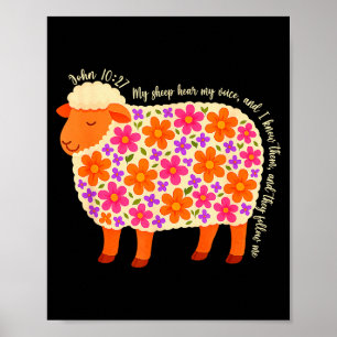 Bible Verse Floral Sheep My Sheep Hear My Voice Re Poster