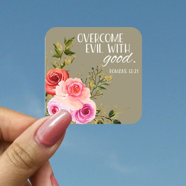 Bible Verse Floral Square Sticker (Creator Uploaded)