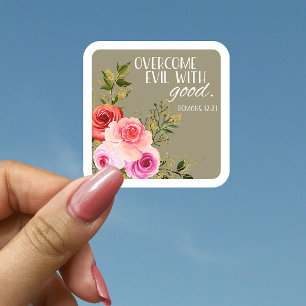Bible Verse Floral Square Sticker