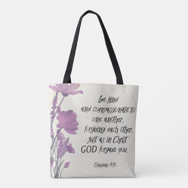 Bible verse Floral Tote Bag (Back)