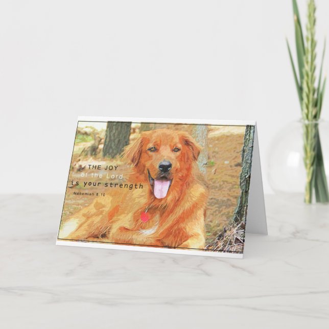 Bible verse folded greeting card with Golden Ret (Front)