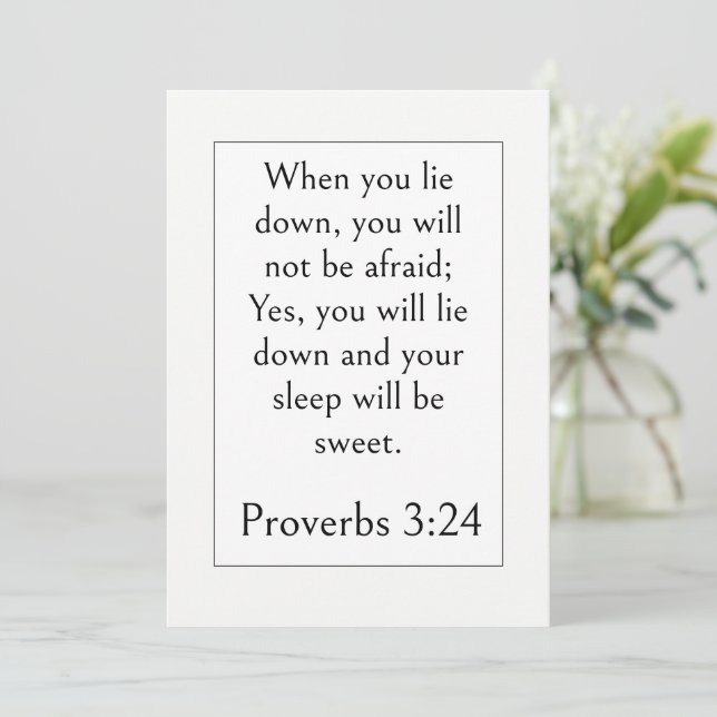 Bible Verse for Sleep, Proverbs 3:24, Modern Art Invitation (Standing Front)