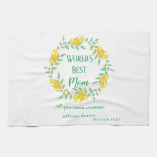 Bible Verse for World's Best Mum Tea Towel