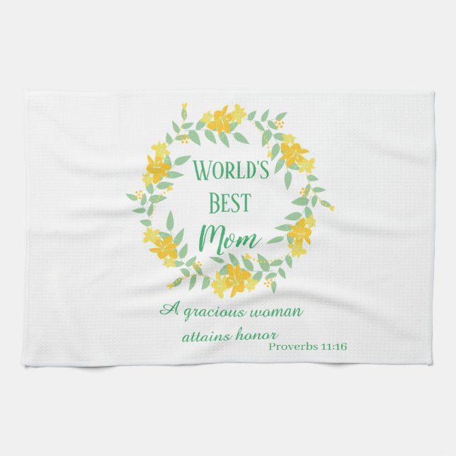 Bible Verse for World's Best Mum Tea Towel (Horizontal)