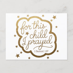 Bible verse from 1 Samuel 1:27 Announcement Postcard