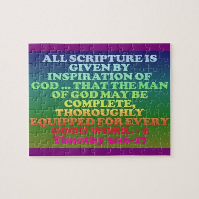 Bible verse from 2 Timothy 3:16-17. Jigsaw Puzzle (Horizontal)