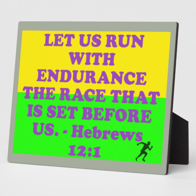 Bible verse from Hebrews 12:1. Plaque (Side)