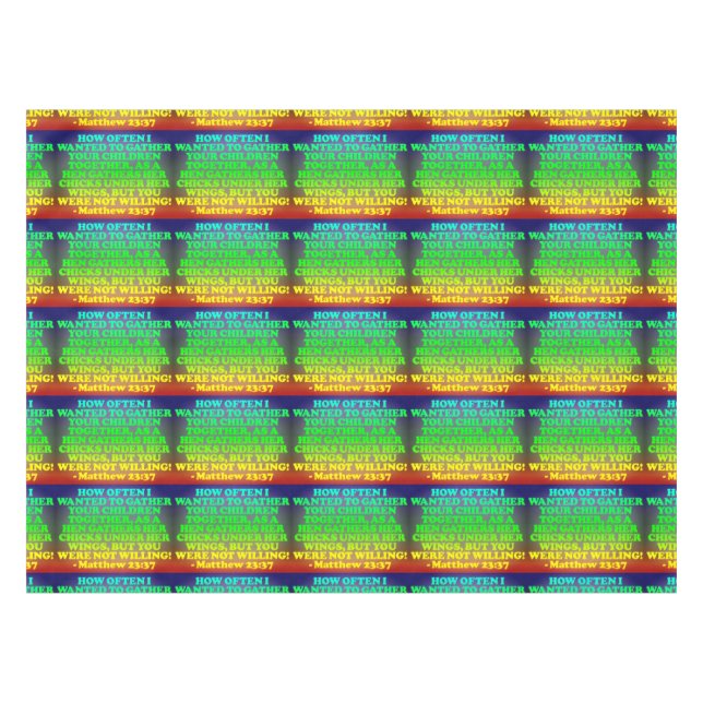 Bible verse from Matthew 23:37. Tiled Image Tablecloth (Front (Horizontal))