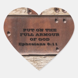 Bible Verse Full Armour of God Ephesians Heart Sticker