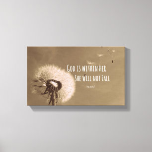 Bible Verse: God is within her, she will not fall Canvas Print