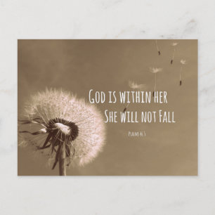 Bible Verse: God is within her, she will not fall Postcard