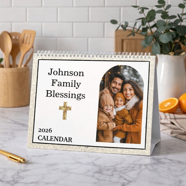  Bible Verse Gold Cross Arched Photo Gallery Calendar (Creator Uploaded)