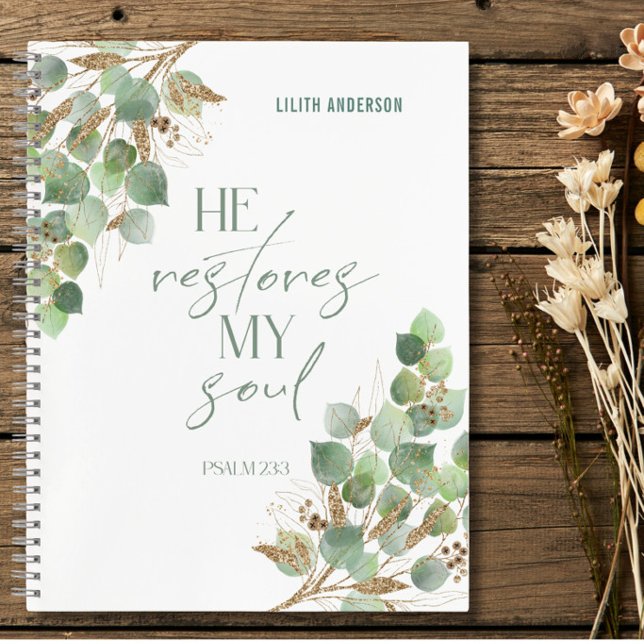 Bible Verse Green Gold Leaves Notebook (Creator Uploaded)