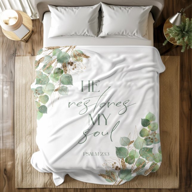 Bible verse Greenery Psalm fleece blanket (Creator Uploaded)
