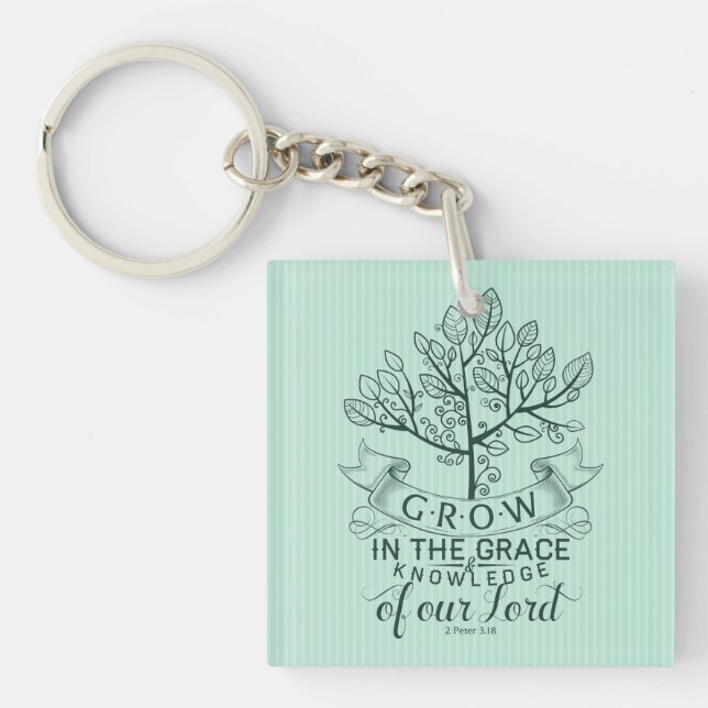 Bible Verse Grow in Grace Key Chain (Front)
