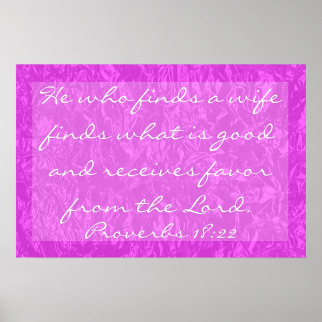 bible verse he who finds a wife Proverbs 18:22 Poster (Front)