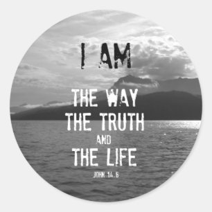 Bible Verse: I am the Way, Truth, Life Classic Round Sticker