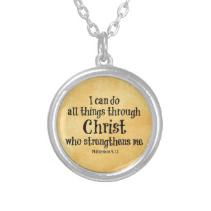 Bible Verse: I can do all things through Christ Silver Plated Necklace