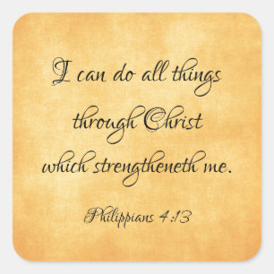 Bible Verse: I can do all things through Christ Square Sticker