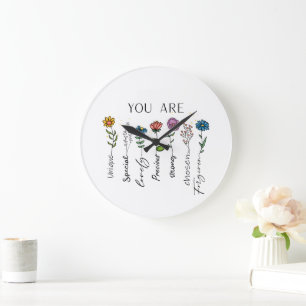 Bible Verse Inspiration Wildflower Affirmation Large Clock