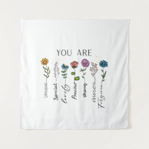 Bible Verse Inspiration Wildflower Positive Quote Tapestry