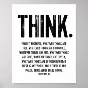 Bible Verse, Inspirational Philippians 4:8 Poster