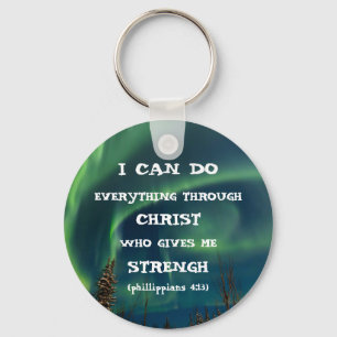 Bible Verse Inspirational Quote Northern Lights Key Ring