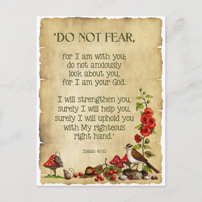 Bible Verse, Isaiah 41:10, Do Not Fear, Nature Art Postcard (Front)