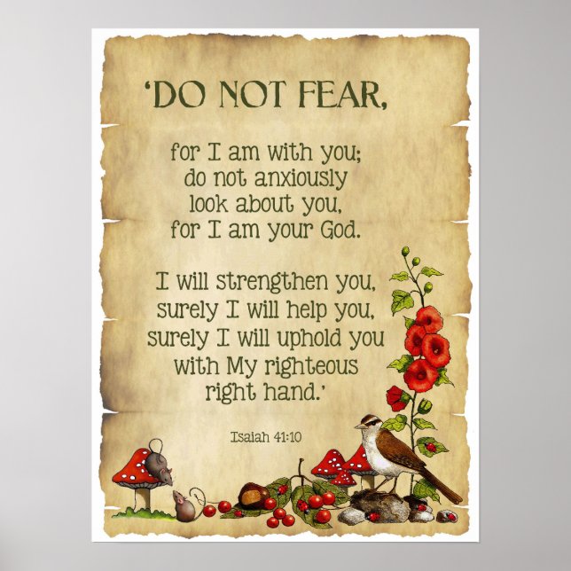 Bible Verse: Isaiah 41:10, Do Not Fear, Nature Art Poster (Front)