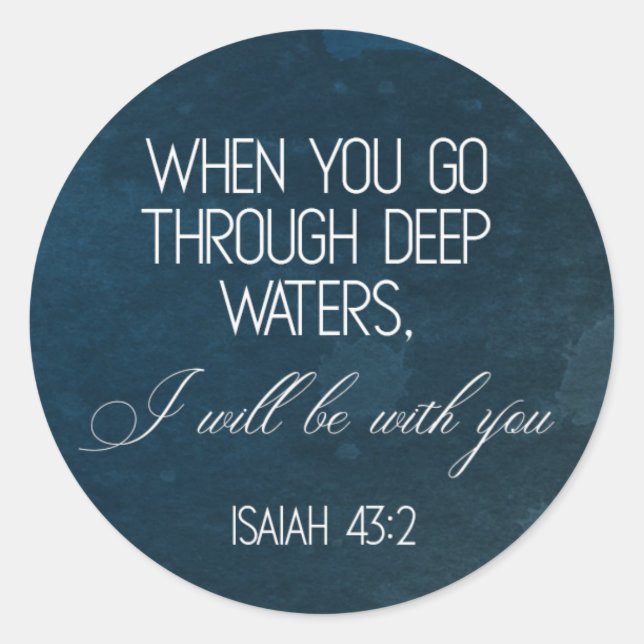 Bible Verse Isaiah Blue Round Sticker (Front)