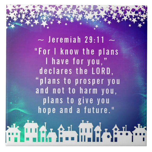 Bible Verse Jeremiah 29:11 Christmas Village Tile (Front)