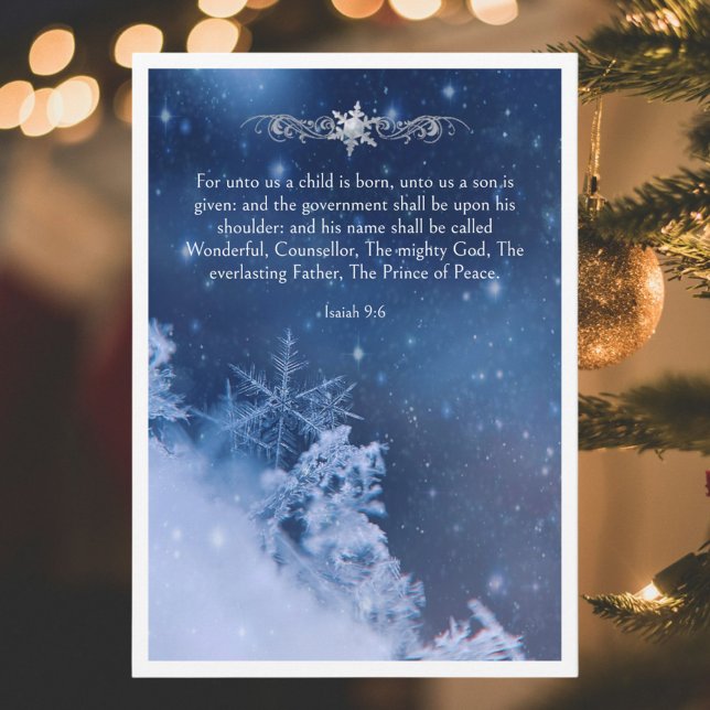 Bible Verse Jesus Christ Snowflakes Christmas Holiday Card (Creator Uploaded)