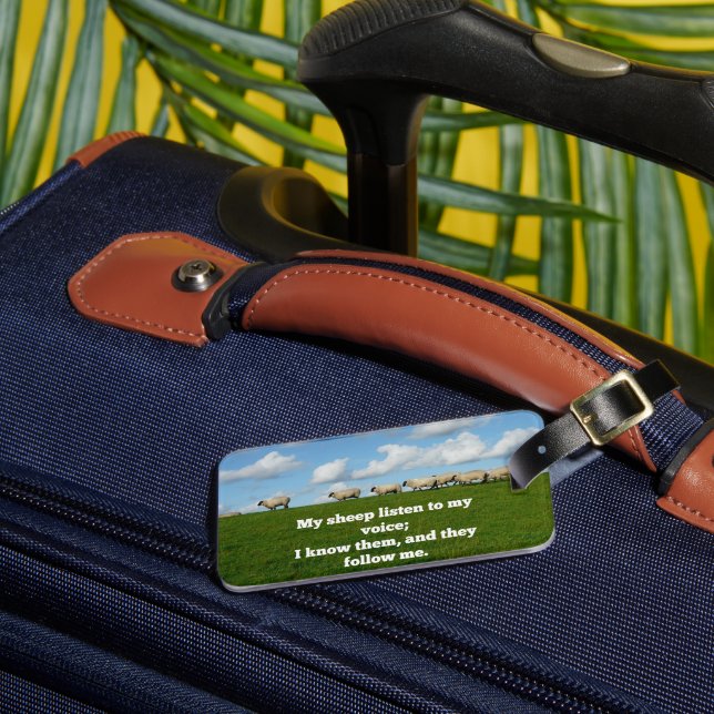 Bible verse, John 10:27, Luggage Tag (Front Insitu 3)