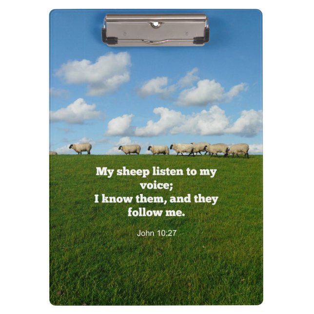 Bible verse, John 10:27, My sheep... Clipboard (Front)