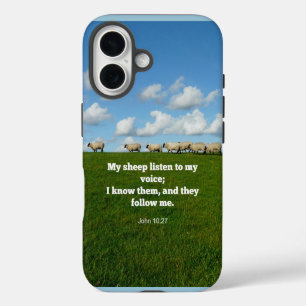 Bible verse, John 10:27, My sheep... iPhone 16 Case