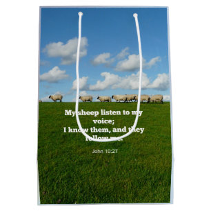 Bible verse, John 10:27, My sheep... Medium Gift Bag