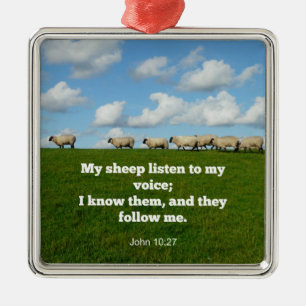 Bible verse, John 10:27, My sheep... Metal Tree Decoration