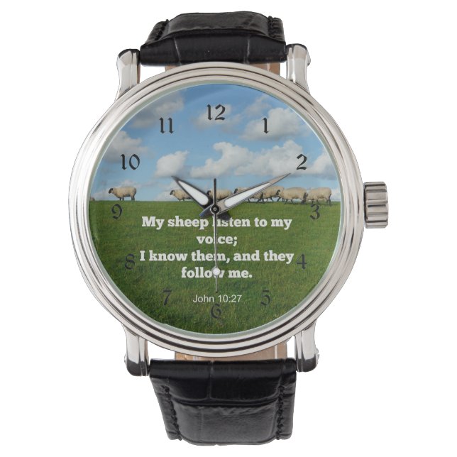 Bible verse, John 10:27, sheep, Watch (Front)