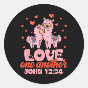 Bible Verse John 13&#; Llama Valentine Christian Classic Round Sticker