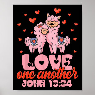Bible Verse John 13&#; Llama Valentine Christian Poster